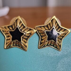 Brass Metal Star Earrings